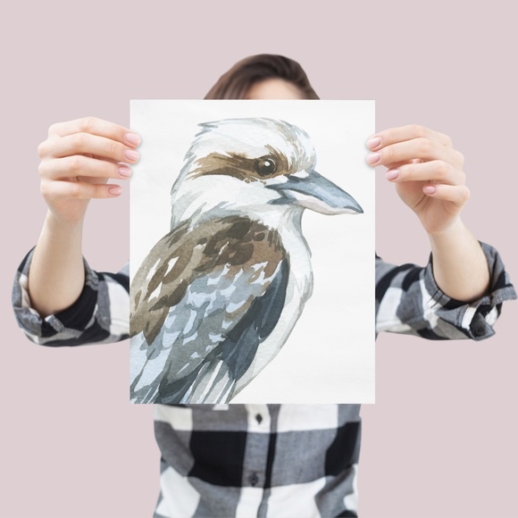 Watercolor Kookaburra Bird Illustration Wall Art Print Poster Unframed - Picture 4 of 8